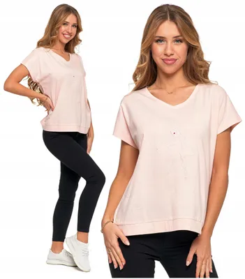 Produktbild von Moraj - Damentshirt Größe S - Shirt Rosa - T-Shirt fur Damen - Oversize Shirt V-Ausschnitt
