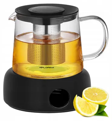 Produktbild von Glaskanne 1,5 l mit Aufgussfilter für Tee und Kräuter, keramischer Wärmer