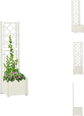 Produktbild von vidaXL Pflanzkübel mit Spalier 43x43x142 cm PP Weiß -  Blumentöpfe & Pflanzgefäße
