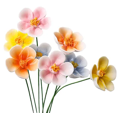 Produktbild von Handgefertigte, realistische, bunte Keramik-Simulationsblume mit Stiel, künstliche Blume zur DIY-Vasendekoration