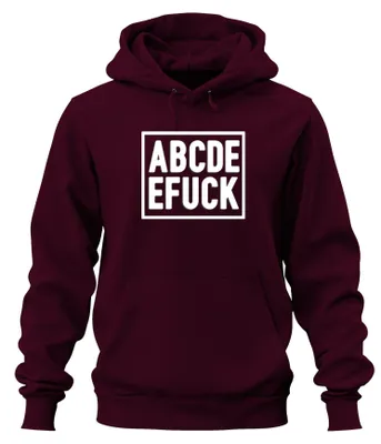 Zdjęcie produktu dla ABCDE EFUCK, zabawny i odważny prezent dla dorosłych, bluza z kapturem, kolor burgundzki, rozmiar 3XL
