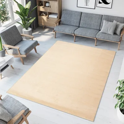 Obrázek produktu pro Koberec s krátkým vlasem do ložnice, obývacího pokoje, dětského pokoje, béžový, jednobarevný, moderní design, ÖKOTEX, 80 x 150 cm