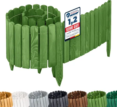 Produktbild von Garronda Rasenkante Holz Beeteimfassung imprägniert 200 cm x 30 cm Flexibler Rollborder Zaun für Garten GD-0109 (Dunkelgrün, Höhe: 30 cm)