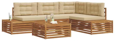 Produktbild von vidaXL Outdoor-Sofagarnitur mit Kissen 5 Stück Natur und Beige