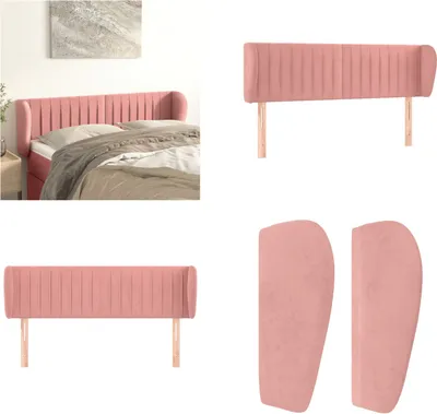 Produktbild von vidaXL Kopfteil mit Ohren Rosa 147x23x78/88 cm Samt - Kopfteil - Kopfteile - Bett-Kopfteil - Bettkopfteil