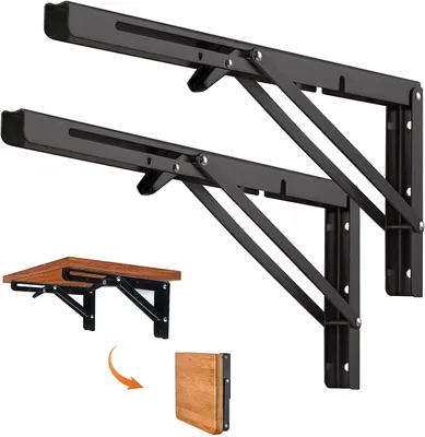 Produktbild von 2x Wand Klappkonsole 400 mm Edelstahl Schwerlast Klappkonsole Maximale 80kg Klappregalhalterungen schwarz