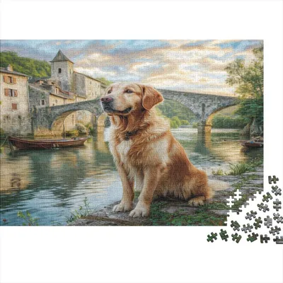 Produktbild von Puzzle mit Brücke und Hund, 1000 Teile, 70 x 50 cm