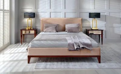 Immagine prodotto di Letto matrimoniale in legno marrone-beige nuovo