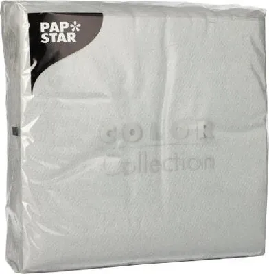 Produktbild von 1200 Papstar Servietten, 1-lagig 1/4-Falz 33 cm x 33 cm hellgrau 86332