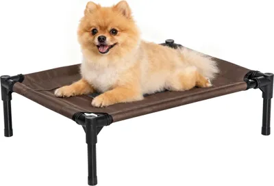 Produktbild von Erhöhtes Hundebett - Hundeliege - Stahlrahmen - Atmungsaktives Mesh - Oxford-Gewebe - Innen/Außen - 91,5 x 76,2 x 18 cm - Braun