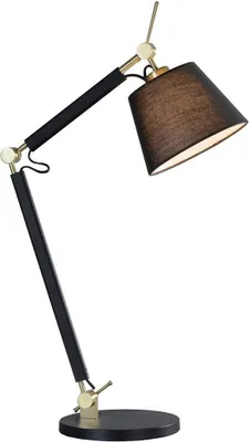 Produktbild von Lucande Tischlampe Marvaine, schwarz/goldfarben, Textil, E27