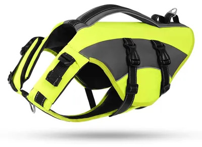 Produktbild von Verstellbare Schwimmweste für Hunde - Mit Griff und reflektierenden Streifen - Grün, Größe M