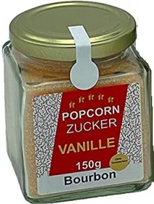 Produktbild von Premium Vanille Zucker im 150 g Glas Aromatischer Zuckermix für köstliches Popcorn und Desserts