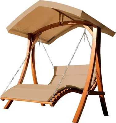Produktbild von ALEOS. Hollywoodschaukelliege ARUBA-BRAUN Doppelliege Hollywoodschaukel Gartenschaukel aus Holz Lärche mit Dach