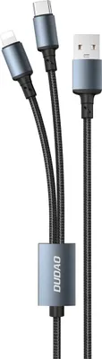 Produktbild von Dudao 2in1 USB-Kabel zum Laden von USB-A - USB-C / iPhone 6A 1,2 m schwarz (TGL2)