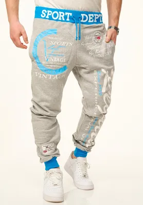 Produktbild von behype. Herren Jogginghose mit Print als Lange Trainingshose Sweatpants Herren Freizeithose mit Bündchen aus Baumwolle