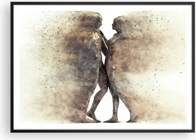 Produktbild von Gerahmtes Poster - Schwarzer Rahmen - Staub eine Frau ein Mann der Liebe - 100x70 cm - Wand Bild - Wanddeko - Wandbilder - Wandposter - Bilderrahmen - Bilder - Kunstdruck - Wandbild - P2BAA100x70-3102