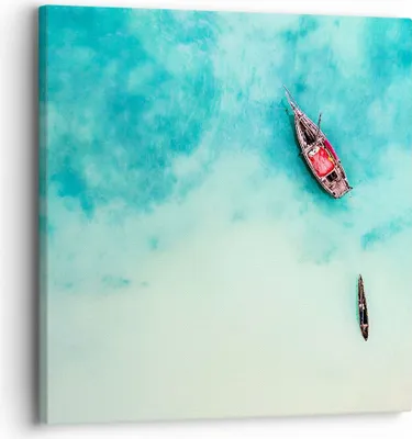 Produktbild von Bild auf Leinwand - Leinwandbild - Insel Boot Schiff Ozean - 30x30cm - Wand Bild - Wanddeko - Leinwanddruck - Bilder - Kunstdruck - Wanddekoration - Leinwand bilder - Wandkunst - AC30x30-2923
