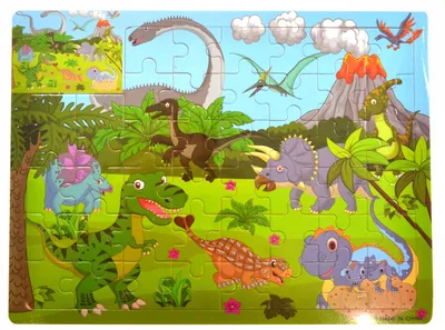Produktbild von Drobiazgarnia Holzpuzzle Dinosaurier 44 Teile für Kleinkinder