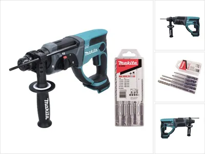 Produktbild von Makita DHR 202 Z Akku Kombihammer 18 V 2,0 J SDS Plus + 5 tlg. Bohrer Set - ohne Akku, ohne Ladegerät