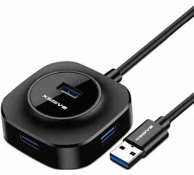 Imagen del producto de Xssive Hub USB 3.0 Gen 1, 4 puertos USB, adaptador de alta velocidad, concentrador USB, color