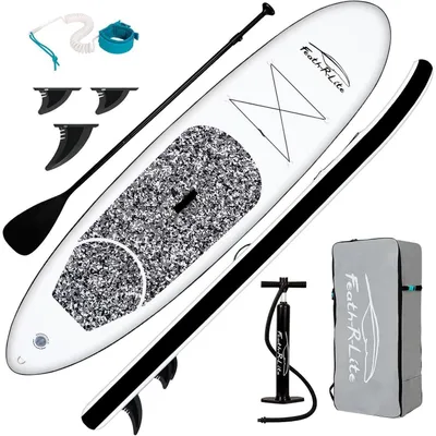 Productafbeelding van Opblaasbaar stand-up paddleboard, 10' en 11', marmerlook, zwart