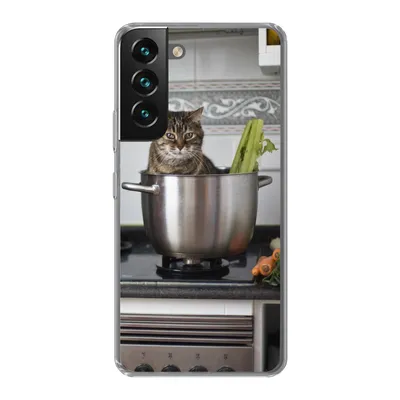 Produktbild von MuchoWow® Handyhülle Schutzhülle Hülle für Samsung Galaxy S22 Katze - Pfanne - Küche Silikon Softcase Handy Hülle - Mobiltelefonhülle