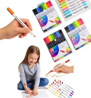 Produktbild von Doppelseitige Aquarellmarker, Set mit 60 Filzstiften.