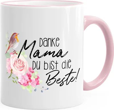 Produktbild von Kaffee-Tasse Danke Mama du bist die Beste Geschenk-Tasse Muttertag MoonWorks® rosa unisize