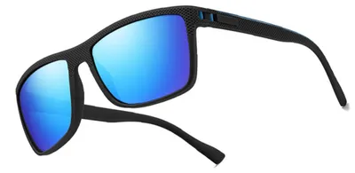 Produktbild von INF Polarisierte Sport-Sonnenbrille PC TAC Vollrand mit Etui fürs Auto Schwarz + Blau