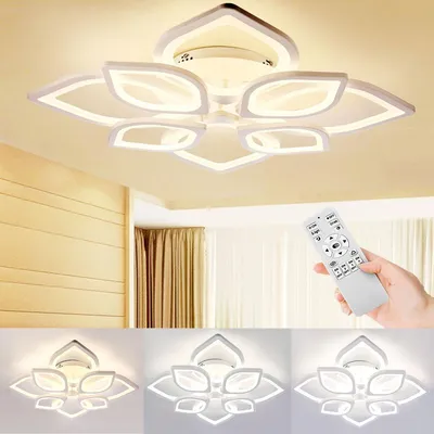 Produktbild von 80W Blumenform LED Deckenleuchte, Modern Deckenlampe aus Metall 72cm, Dimmbar mit Fernbedienung, für Wohnzimmer, Schlafzimmer, Küche, Hotel