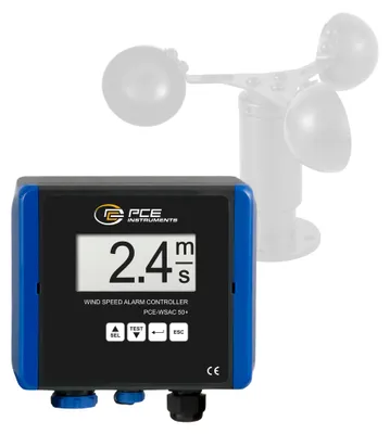 Produktbild von PCE Instruments PCE-WSAC 50+ 24, Meteorologisch, Tasse, 0 - 50 m/s, m/s, km/h, mph, 3%, LCD