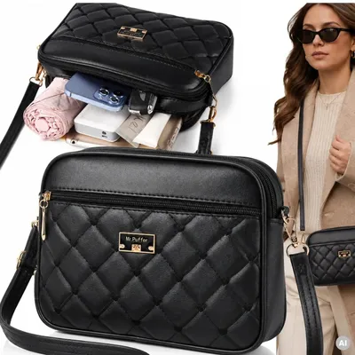 Produktbild von Schwarze, elegante Umhängetasche aus Leder für Damen