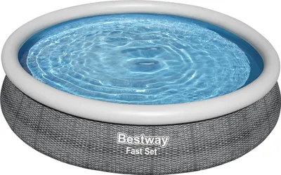 Zdjęcie produktu dla Zestaw basenowy naziemny Bestway® Fast Set™ z pompą filtrującą Ø 366 x 76 cm, rattanowy (łupkowo-szary), okrągły