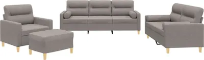 Image de vidaXL Ensemble de canapés 4 pièces avec coussins Tissu Taupe