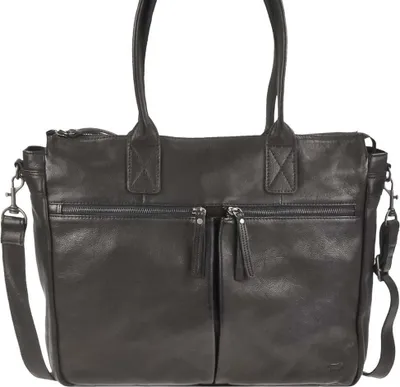 Produktbild von Shopper Leder Handtasche Umhängetasche 45x32cm "Binni" schwarz Bear Design CP1657-black
