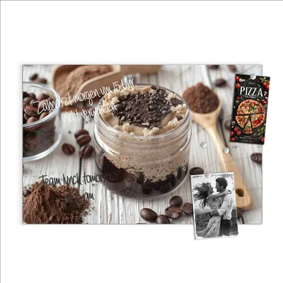Produktbild von Magnettafel 90x60cm Pinnwand Whiteboard beschreibbar - Kaffeedessert Glas