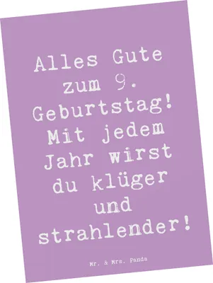 Produktbild von Mr. & Mrs. Panda Postkarte Spruch 9. Geburtstag Wünsche - Lavendeltraum - Geschenk, besondere Anlässe, Ansichtskarte, Geburtstagskarte, Fotokarte, Kinder, Grußkarte