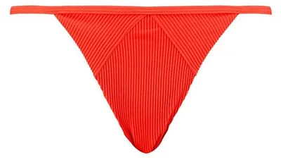 Imagen del producto de PUMA SWIM - Tangue de corte brasileño con textura acanalada para mujer, color rojo combinado, talla M