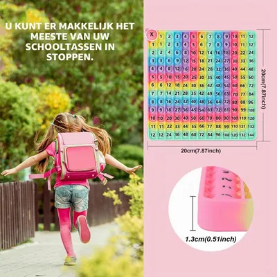 Produktbild von Pop-it Fidget Toy Anti-Stress-Spielzeug Multiplikation und Addition - Zweiseitig - 12 x 12 Multiplikationstabelle - Lernspielzeug für Kinder
