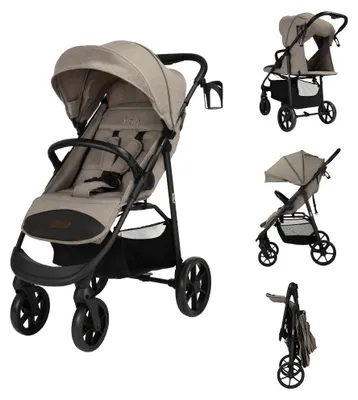 Produktbild von Novi Grande Go V2 Buggy – ab Geburt bis 22 kg – verstellbare Rückenlehne – 5-Punkt-Gurt – UPF50+ Sonnenkapuze – All-Terrain Räder – Hazel Melange