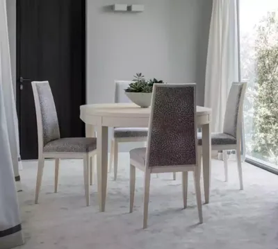 Produktbild von Esstisch Garnitur Gruppe Esszimmer Tisch Set 4x Stühle Holz 5tlg Beige