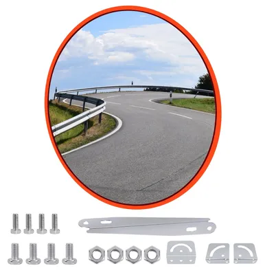 Image de Miroir de surveillance de 30 cm - Miroir de sécurité convexe - Champ de vision large - Support réglable - Pour les angles morts - Adapté aux parkings intérieurs et extérieurs
