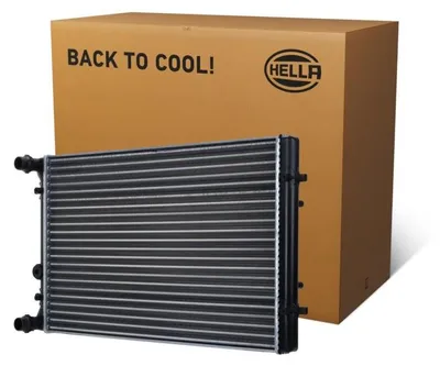 Immagine prodotto di Radiatore Alette di raffreddamento del motore unite meccanicamente 650 - 415 mm HELLA per VW GOLF e altri