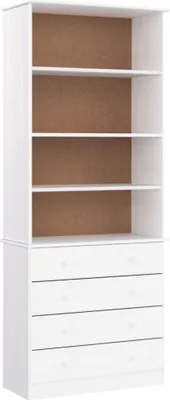 Produktbild von vidaXL Bücherregal mit Schubladen ALTA Weiß 77x35x186,5 cm Kiefernholz