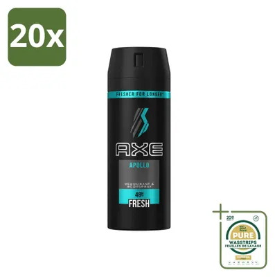 Productafbeelding van 20 x Axe Apollo Deodorant Bodyspray - 150 ml - Voorraadpakket - 20 stuks