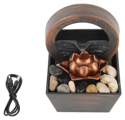 Produktbild von USB-Tischwasserbrunnen mit LED-Licht, dekorativer Desktop-Wasserfall für den Innenbereich für die Heimdekoration