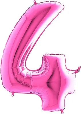 Zdjęcie produktu dla Balon Foliowy Cyfra 4 Różowa Fuksja - 102 cm Grabo