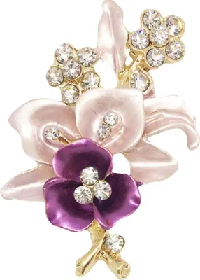 Produktbild von Elegante Frauen Strass Blume Emaille Brosche Pin Strickjacke Schal Corsage Schmuck-Lila