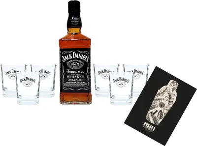 Produktbild von Jack Daniels Set Tennessee Whiskey Old No.7 0,7L (40% Vol) + 6x Tumbler Glas Jack Daniels - [Enthält Sulfite]